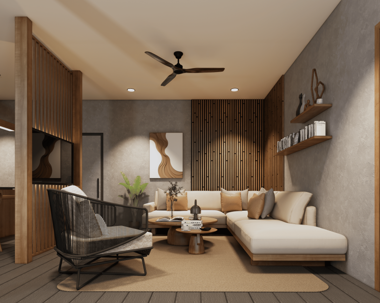 Mila Resort living room interior with natural materials